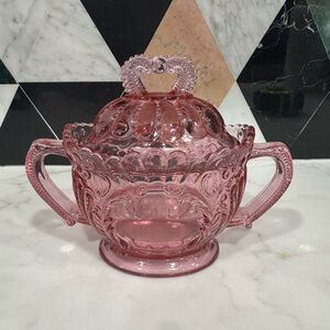 Vintage Fenton Pink Glass Sugar Bowl